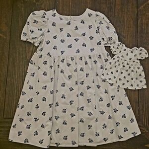 American Girl White and Blue Floral Dress Size 10 Set With Matching Doll Dress